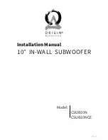 Preview for 1 page of Origin Acoustics CSUB10N Installation Manual