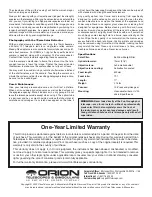 Preview for 2 page of ORION TELESCOPES & BINOCULARS 10381 Instruction Manual