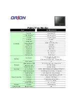 Preview for 1 page of Orion 20PVM Specifications