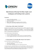 Preview for 1 page of Orion Bloo Septic Tank Maintenance Manual