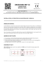 Orion MINI-REP V2 Installation, Operation & Maintenance Manual предпросмотр