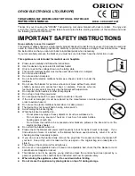 Preview for 1 page of Orion OWP10UBT Instruction Manual