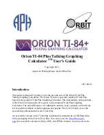 Orion ti-84+ User Manual preview