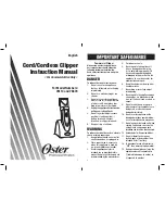 Предварительный просмотр 1 страницы Oster 76110 Instruction Manual