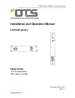 OTS FT010AF-SMR Installation And Operation Manual предпросмотр