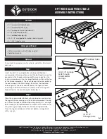 Предварительный просмотр 1 страницы Outdoor Essentials Picnic Table 9334 Assembly Instructions