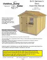 Preview for 1 page of Outdoor living today 8x12 Gardener's Shed Assembly Manual