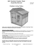 Предварительный просмотр 1 страницы Outdoor living today 8x8 Sunshed Garden Shed Assembly Manual