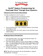 Overhead door car2u Programming Instructions Manual preview