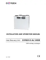 Preview for 1 page of Oxygen X-Air V400E Installation And Operation Manual