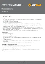 OZtrail Backpacker 2 Owner'S Manual preview
