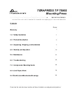 Preview for 2 page of Pace Technologies TERAPRESS TP 7500S Instruction Manual