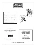 Pacific energy Paci?c VISTA Installation And Operating Instructions Manual preview