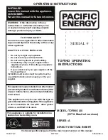 Pacific energy TOFINO i20 Operating Instructions Manual предпросмотр