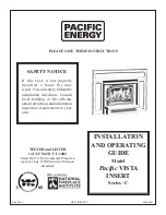 Pacific energy VISTA INSERT-C Installation And Operating Manual preview