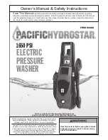 Preview for 1 page of Pacific hydrostar 1650 PSI Owner'S Manual And Safety Instructions