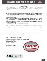 Preview for 33 page of PACLITE Equipment MASTER 1200 Operating Manual