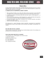 Preview for 49 page of PACLITE Equipment MASTER 1200 Operating Manual