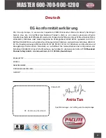 Preview for 83 page of PACLITE Equipment MASTER 1200 Operating Manual