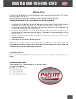 Preview for 97 page of PACLITE Equipment MASTER 1200 Operating Manual