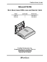 Preview for 1 page of PairGain HiGain-ETSI RS ETU-762 Manual