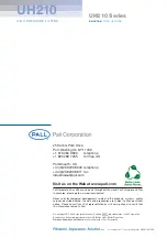 Preview for 8 page of Pall UH210 Series Service Instructions Manual