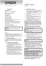 Preview for 2 page of Pall UH239 Series Service Instructions Manual