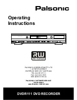 Palsonic DVDR111 Operating Instructions Manual preview