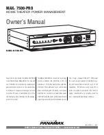 Panamax MAX 7500-PRO Owner'S Manual preview