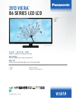 Предварительный просмотр 1 страницы Panasonic 2013 Viera B6 Series TC-L50B6 Quick Manual