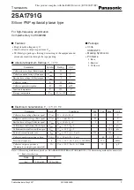 Panasonic 2SA1791G Specification Sheet preview