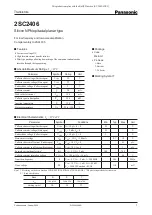 Предварительный просмотр 1 страницы Panasonic 2SC2406 Specification Sheet