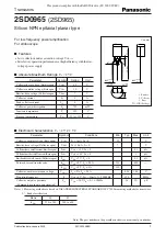 Panasonic 2SD0965 Specification Sheet preview