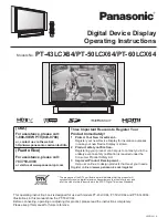 Panasonic 60LCX64 - PT - 60" Rear Projection TV Operating Instructions Manual предпросмотр