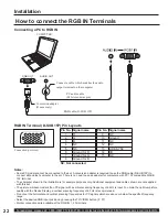 Предварительный просмотр 22 страницы Panasonic 60LCX64 - PT - 60" Rear Projection TV Operating Instructions Manual