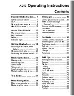 Preview for 2 page of Panasonic A210 Operating Instructions Manual