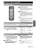 Preview for 23 page of Panasonic AE3000U - LCD Projector - HD 1080p Operating Instructions Manual