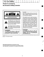 Предварительный просмотр 2 страницы Panasonic AG-A850 Operating Instructions Manual