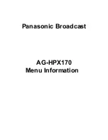 Panasonic AG AG-HPX170 Menu Information preview