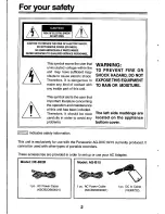 Preview for 2 page of Panasonic AG-B15 Operating Instructions Manual