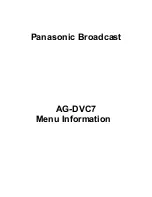 Предварительный просмотр 1 страницы Panasonic AG-DVC7 Menu Information