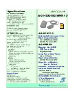 Preview for 2 page of Panasonic AG-HCK10 Specifications