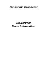 Panasonic AG-HPX500 Menu Information preview