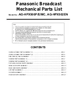 Panasonic AG-HPX500MC Parts List preview