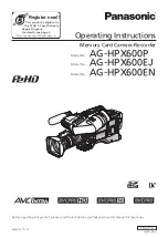 Предварительный просмотр 1 страницы Panasonic ag-hpx600ej Operating Instructions Manual