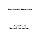 Предварительный просмотр 1 страницы Panasonic AGDVC30 - 3 CCD DV CAMCORDER Menu Information