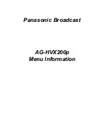 Preview for 1 page of Panasonic AGHVX200P - MEMORY CARD CAMCORDER Menu Information