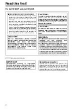 Preview for 2 page of Panasonic AJ-HD1400E Operating Instructions Manual