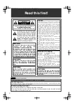 Предварительный просмотр 2 страницы Panasonic AJ-HPX2000P Operating Instructions Manual