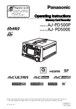 Предварительный просмотр 1 страницы Panasonic AJ-PD500E Operating Instructions Manual